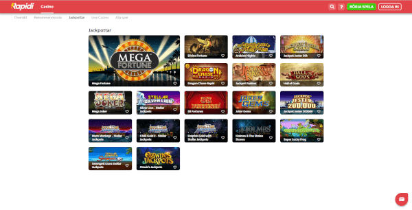 Rapidi Casino alla jackpottspel
